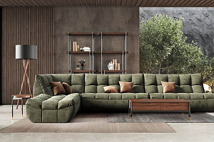 Модульный бескаркасный зеленый диван ДеИтали, легкий трансформер, купить с доставкой по России